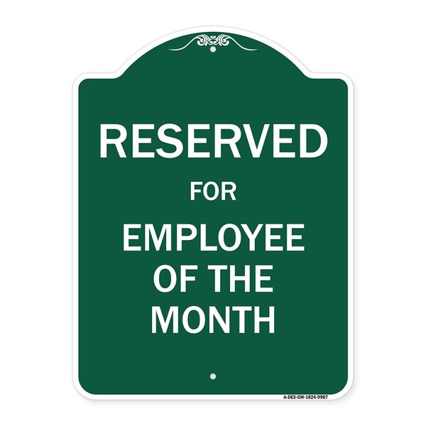 Reserved For Employee Of The Month Heavy-Gauge Aluminum Architectural Sign, 24" x 18", GW-1824-9907